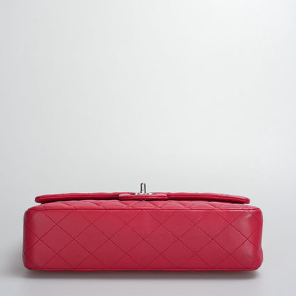 Chanel Red Medium timeless Flap Bag with Silver Hardware