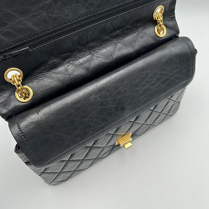 Sac 2.55 28 cm veau vieilli noir