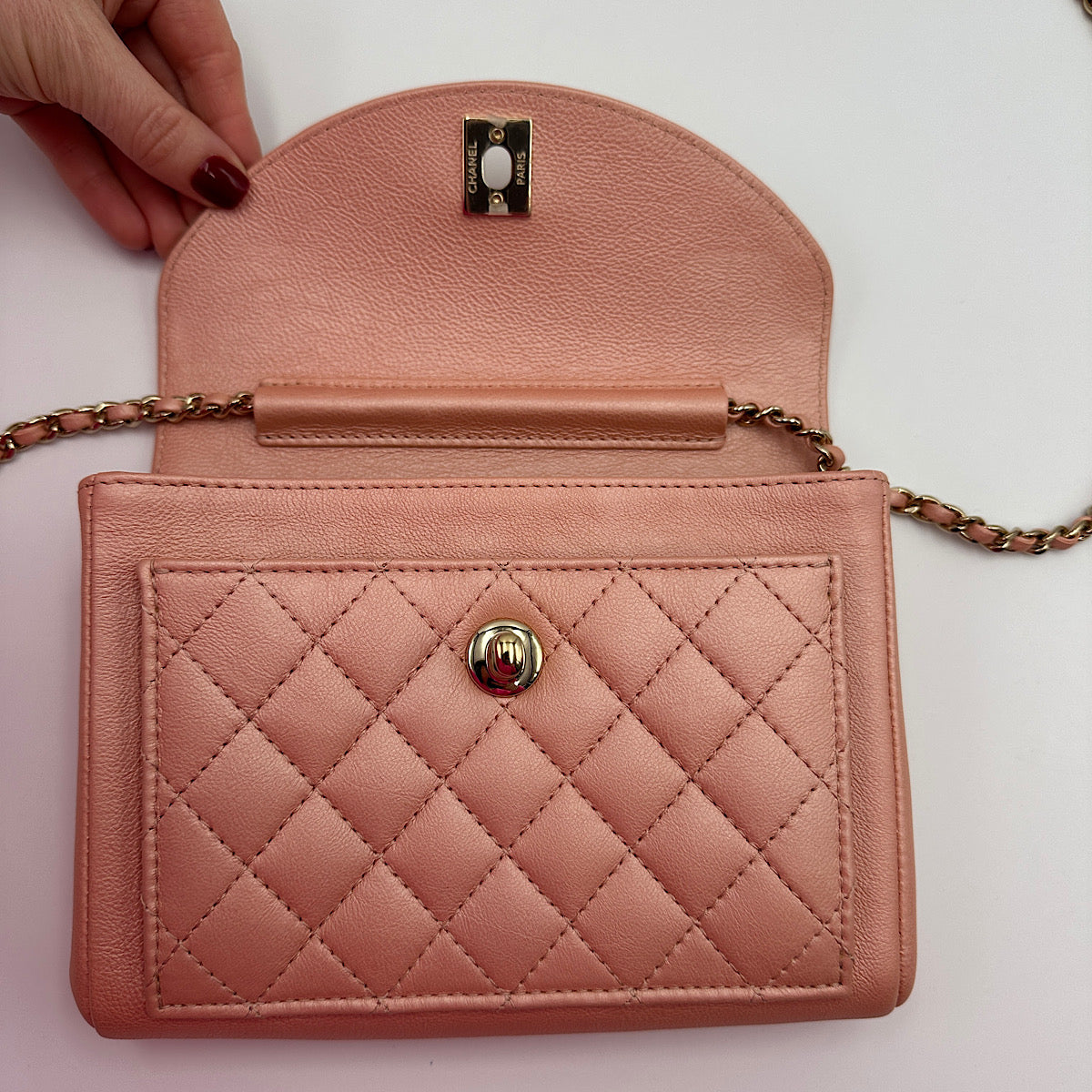 Mini sac à rabat chanel rose