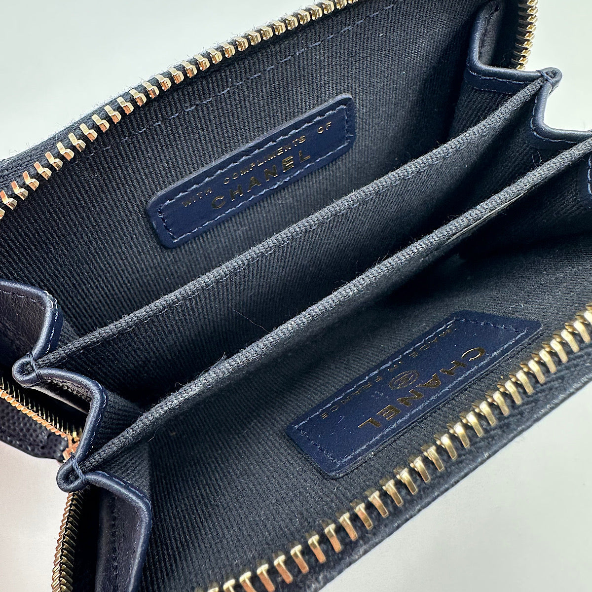 Porte-monnaie zippé caviar navy