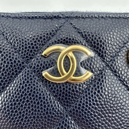 Porte-monnaie zippé caviar navy