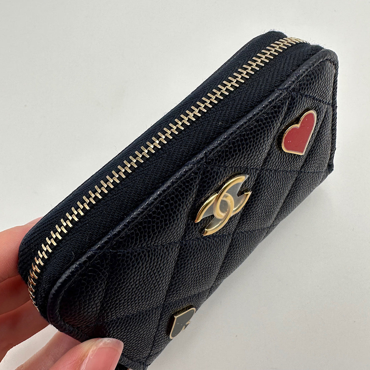 Porte-monnaie zippé caviar navy