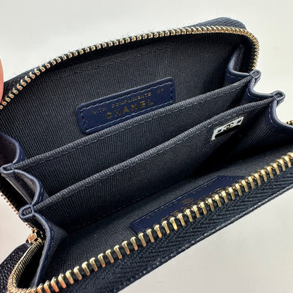 Porte-monnaie zippé caviar navy