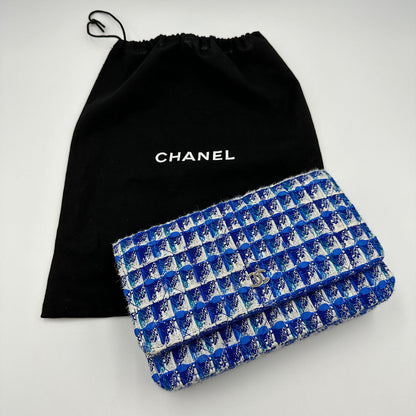 Wallet on chain classique tweed bleu